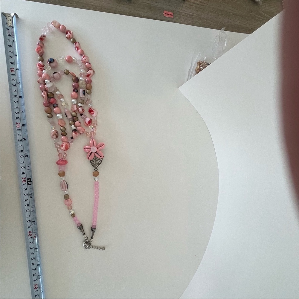 Pink Lucite Beaded Necklace - Picture 14 of 15